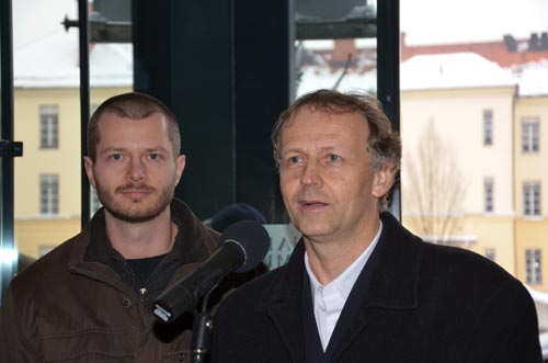 NMS - Otvorenje izložbe 'Vitez, dama in zmaj' - Autori izložbe mag. Tomaž Nabergoj i dr. Tomaž Lazar. Foto: VJB. NMS - Otvorenje izložbe 'Vitez, dama in zmaj' - Autori izložbe mag. Tomaž Nabergoj i dr. Tomaž Lazar. Foto: VJB.