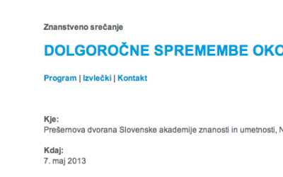 ZRC SAZU – Konferencija ‘Dolgoročne spremembe okolja 2013’