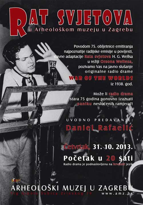 AMZ - Plakat događaja 'Rat svjetova u Arheološkom muzeju'. Ustupio: AMZ PRESS.