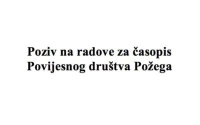 PDP – Poziv na radove za časopis Povijesnog društva Požega