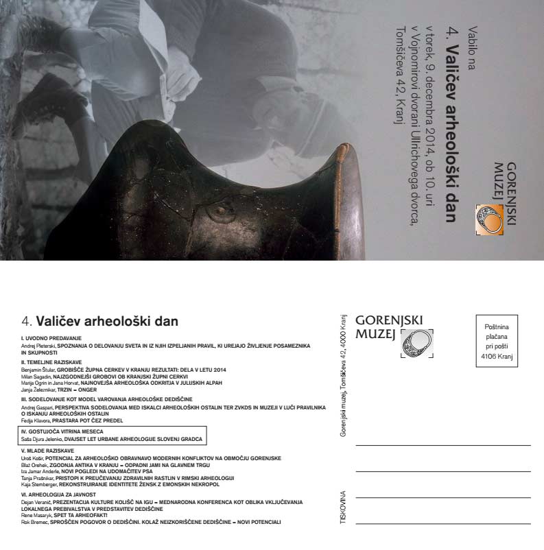 GMK - Poziv i program - 4. Valičev arheološki dan. Ustupio: GMK PRESS.